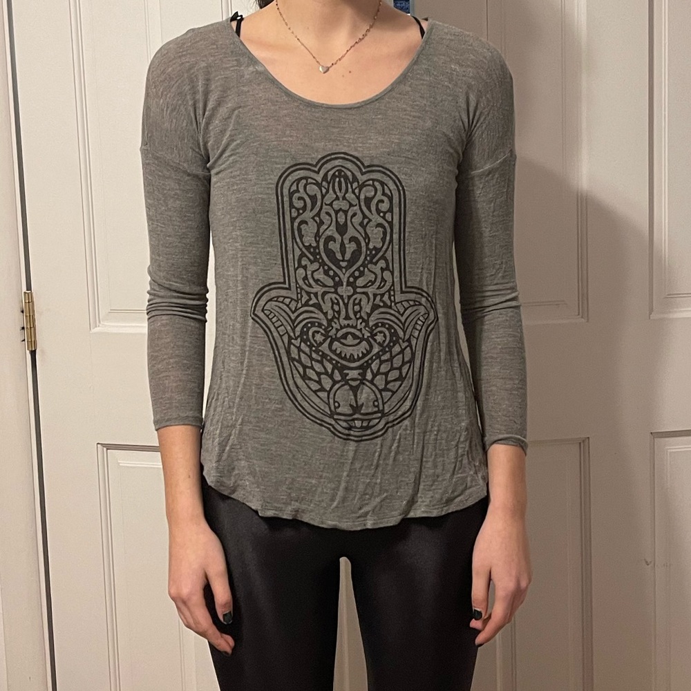 Grey long sleeve graphic shirt